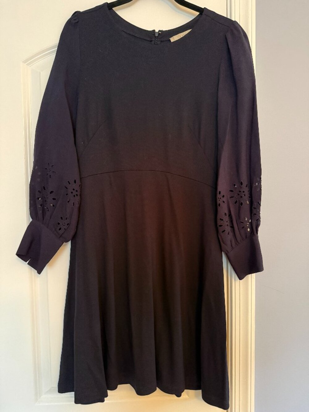 LOFT Navy Eyelet Sleeve Fit & Flare Dress Size 0